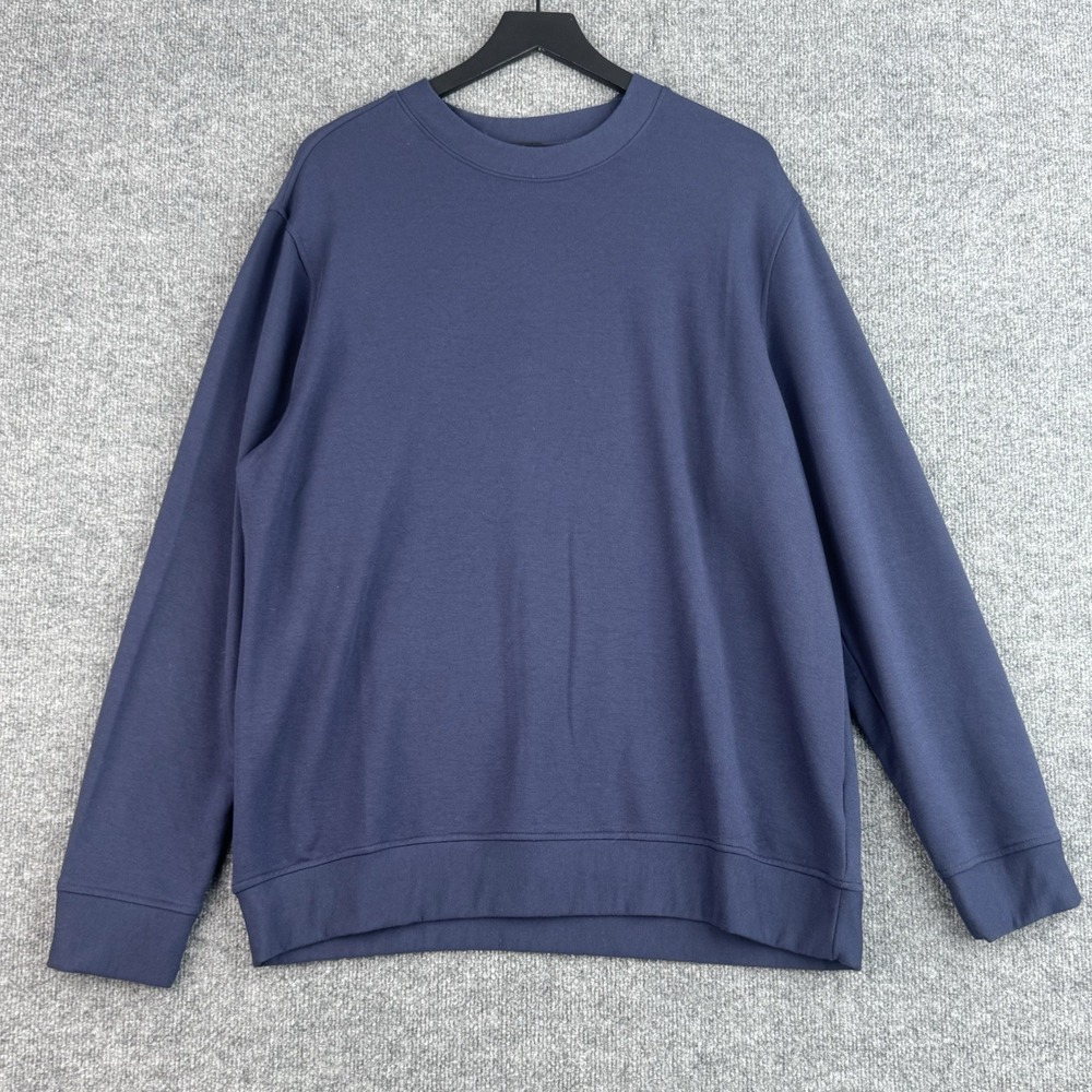 Quince Fleece Sweater Mens XL Blue Modal Casual Stretch Crewneck Long Sleeve